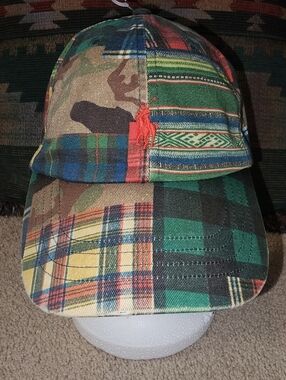 POLO Ralph Lauren Adult Unisex Madras Plaid Patchwork Adjustable Cap/Hat